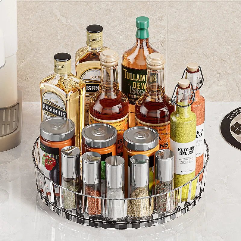 360 Rotating Storage Rack Kitchen Storage Spice Rack Non-Slip Cabinet Kitchen Bathroom - Cabinet Organizer