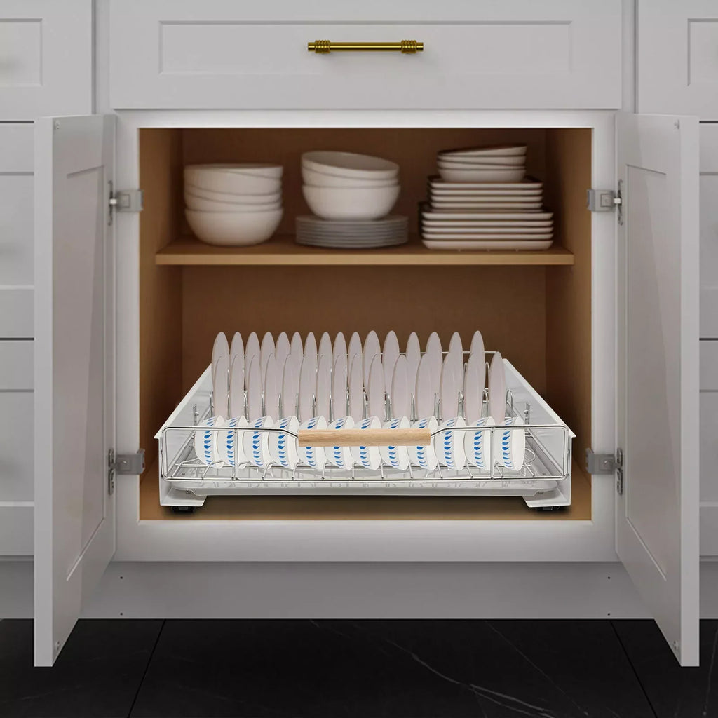 Modern Pull Out Dish Drainer Drawer Bottom-Mounted Slide Out Storage Shelf for Kitchen - Dish Drying Rack - view 4