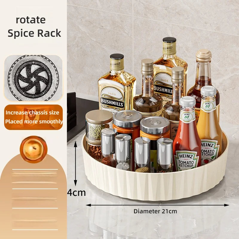 360 Rotating Storage Rack Kitchen Storage Spice Rack Non-Slip Cabinet Kitchen Bathroom - Cabinet Organizer - view 7