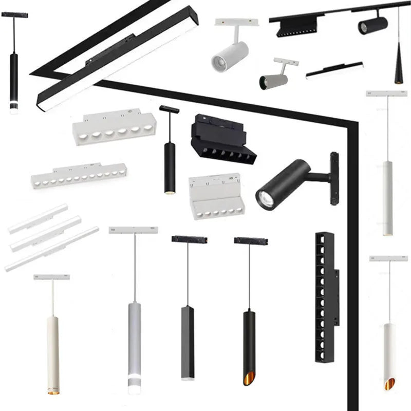 Magnetic Track LED Light Fixtures Flexible Ceiling Spotlight Rail Strip Magnet System - LED Flood Light