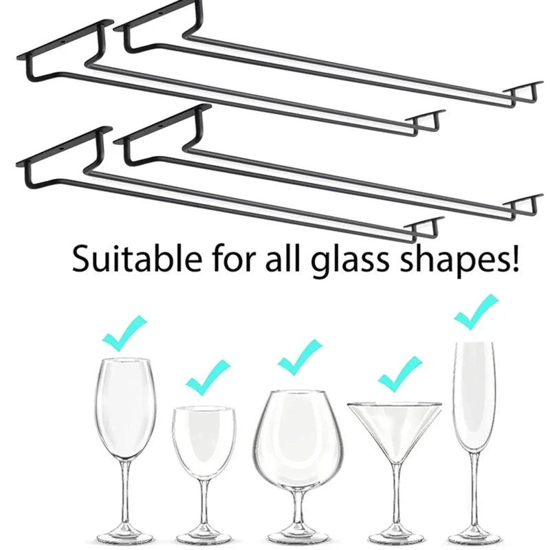 Large Stemware Wine Glass Hanger Rack Under Cabinet Kitchen Bar Storage Black 87HA - Cabinet Organizer