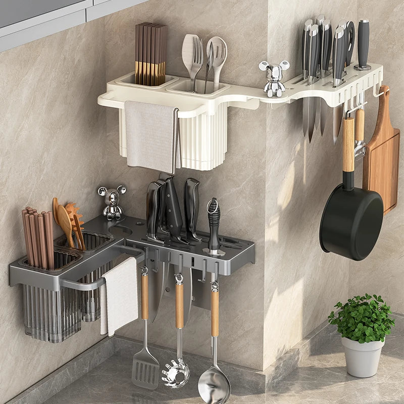 Knife rack, storage shelf, kitchen wall-mounted multifunctional knife rack, chopstick - Storage Shelf