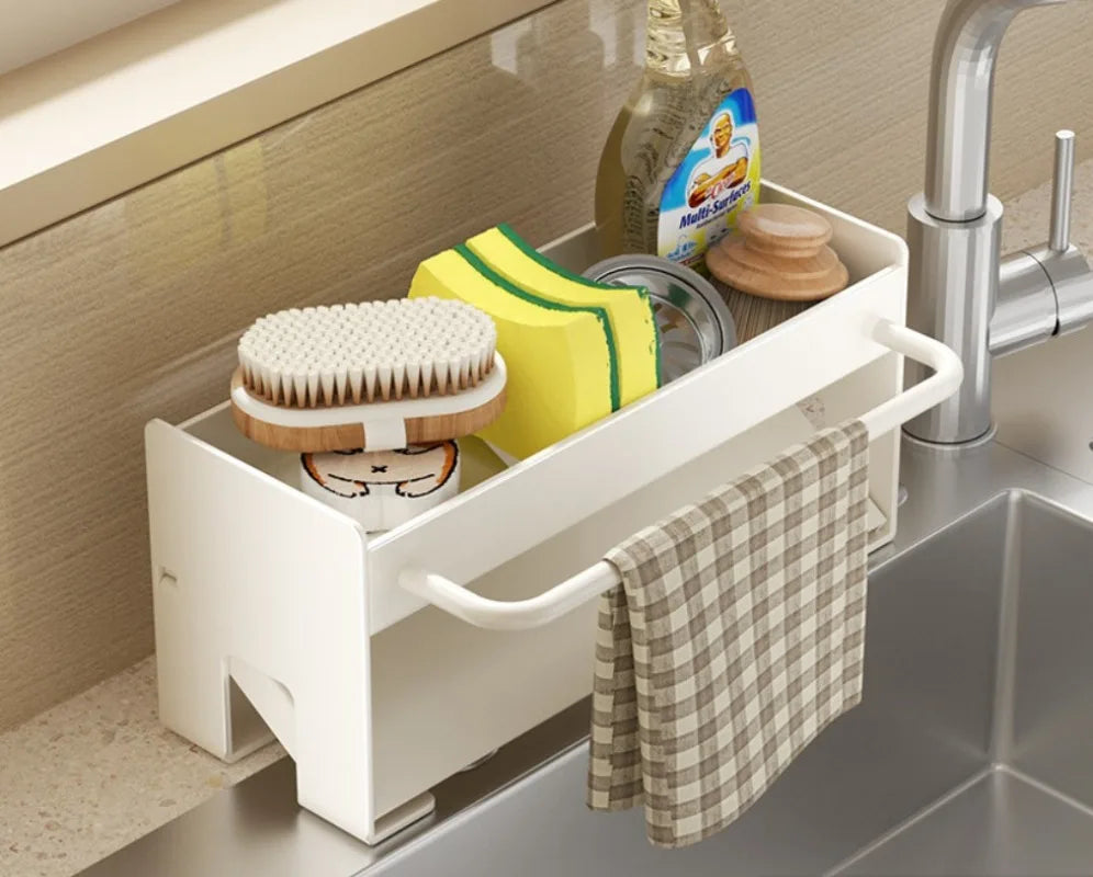 Kitchen Shelf Floor Countertop Faucet Sink Supplies Household Seasoning Rag Storage - Kitchen Faucet - view 2