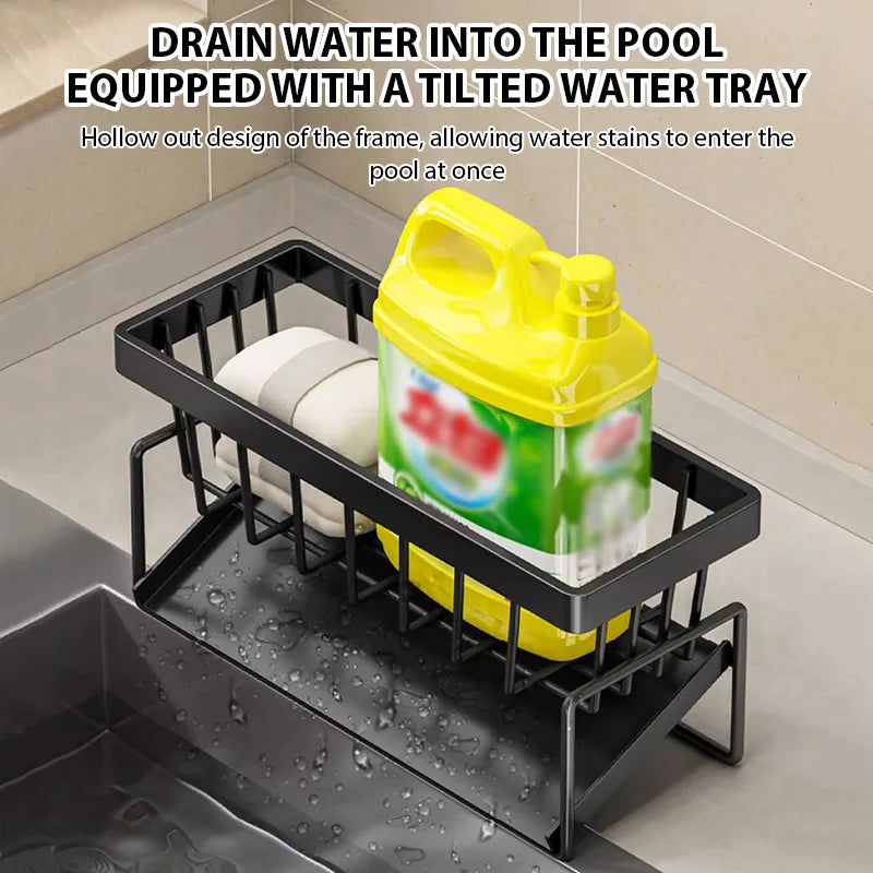 Kitchen Sink Drain Rack Organizer Plastic Desktop Self-draining Sink Shelf Soap Sponge - Cabinet Organizer