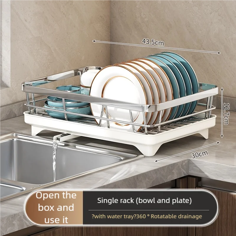 304 stainless steel kitchen storage rack, bowl and plate storage box, draining rack - Storage Shelf - view 8