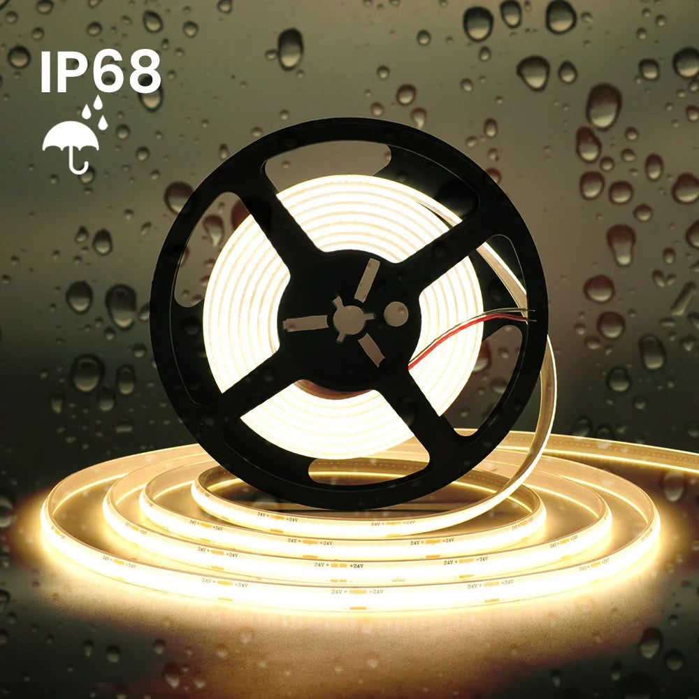 1-20M IP68 Waterproof COB LED Strip 12V 24V 320LEDs/M RA90 Flexible Light Bar Kitchen - LED Strip Light - view 4