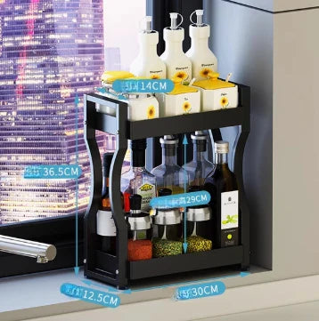 Kitchen Rack Spice Rack Countertop Small Seasoning Oil Salt Sauce Vinegar Storage Rack - Storage Shelf - view 7