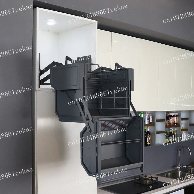 Lifting Cabinet Kitchen Cabinet Linkage Lift Double-body Storage Refrigerator Top - Cabinet Organizer - view 2