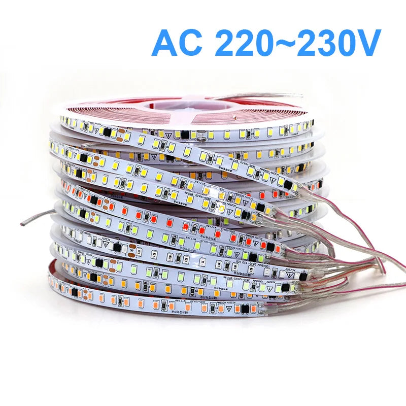 AC220V 230V 5M 600 LED Strip 2835 120LEDs/m Home Lamp Strip Red Ice Blue - LED Strip Light