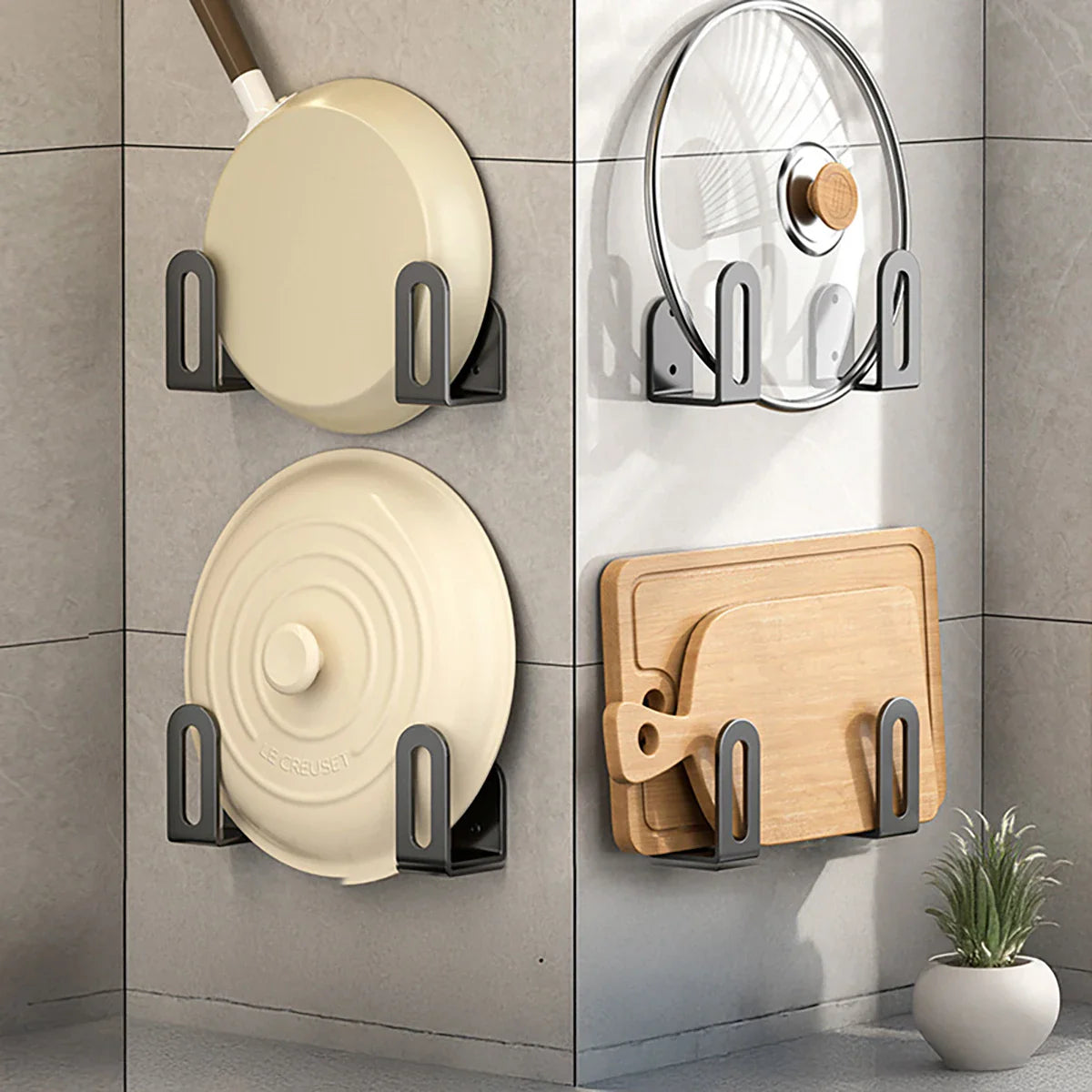 2PCS Strong Adhesive Wall-Mounted Kitchen Organizer, Right-Angle Hook Design, for - Cabinet Organizer