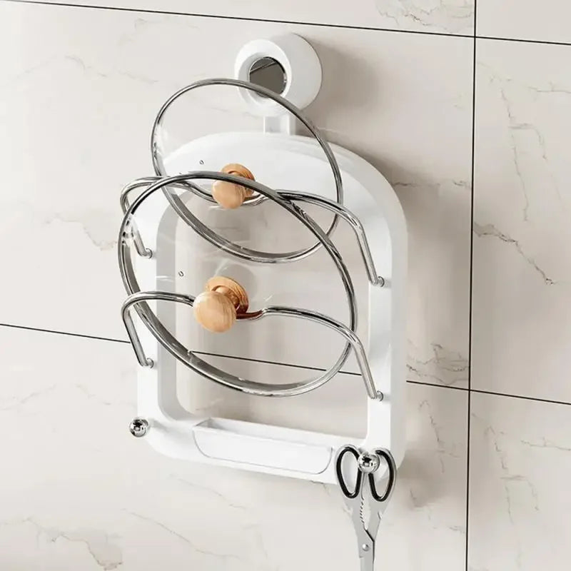 Kitchen Organizer Rack Wall Hanging Pot Cover Rack Multilayer Pot Lid Metal - Cabinet Organizer - view 2