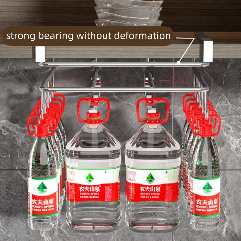 1PC Stainless Steel Hanging Kitchen Storage Rack with Hooks Paper Towel and Utensils - Storage Shelf - view 4