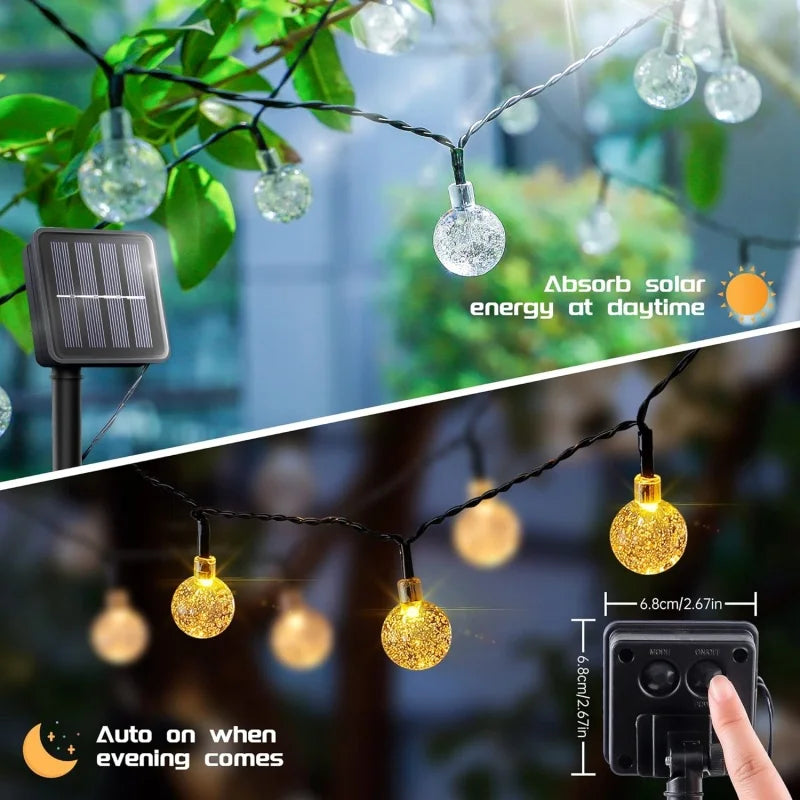 4 Colors Options Solar Globe String Lights Outdoor Waterproof Fairy Lights with 8 Modes - Solar Light - view 2