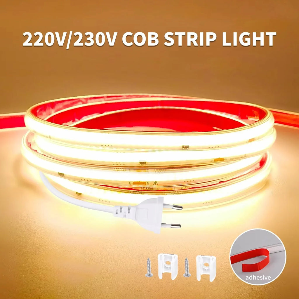 AC 220V IP65 Waterproof COB LED Strip Lights Super Bright 296 LEDs/m Flexible LED - LED Strip Light - view 3
