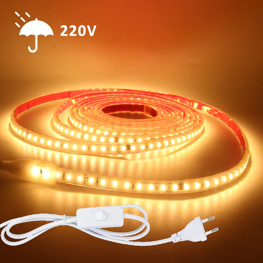 220V LED Strip Light SMD2835 120LEDs/m Waterproof Tape Lamp with EU Plug 1M 2M - Kitchen Faucet - view 2