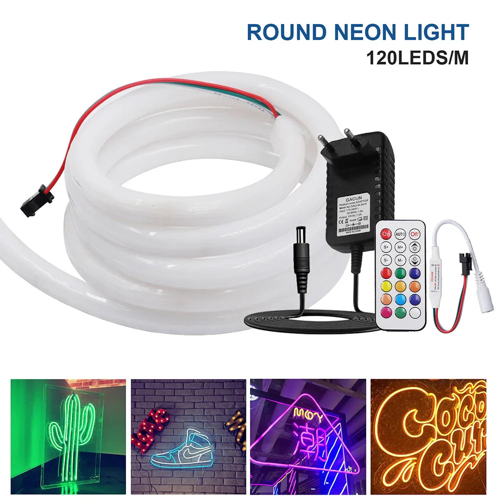 360 Round RGB LED Neon Tube Strip Light Sign 24V 120LEDs/M IP67 Flexible Rope - LED Strip Light - view 3
