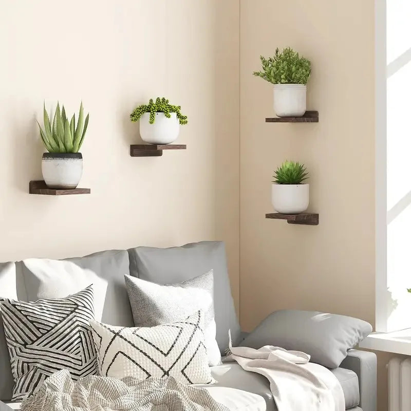 4Pack Small Floating Shelves for Wall, Wood Shelf 5 Inch Display Ledges Room Decor - Storage Shelf - view 3