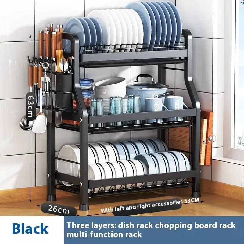 2/3 Tier Accessories For Kitchen Utensils Alacena Set Large Rust-proof Rack Dish - Storage Shelf - view 8