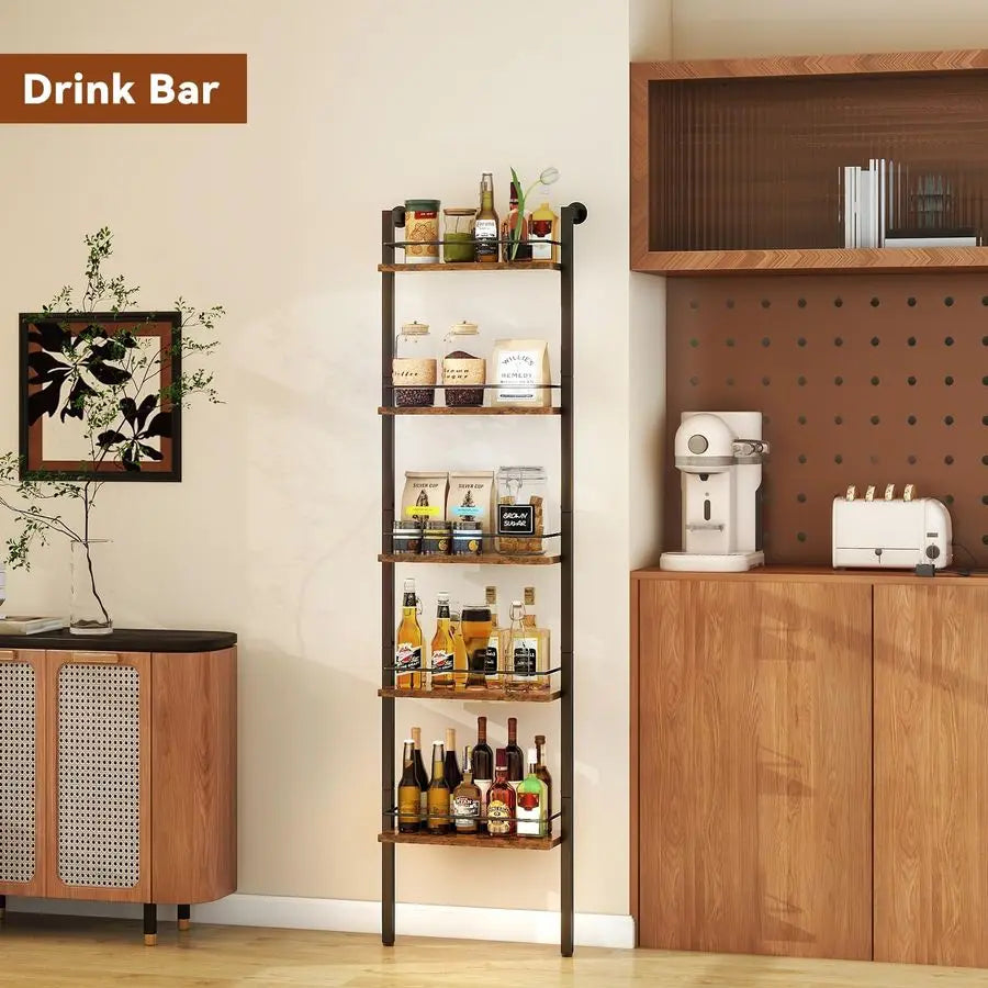 5Tier Freestanding Wine RacksLiquor Bottle Display Shelf with Fences, Wall Mounted - Wine Rack - view 5
