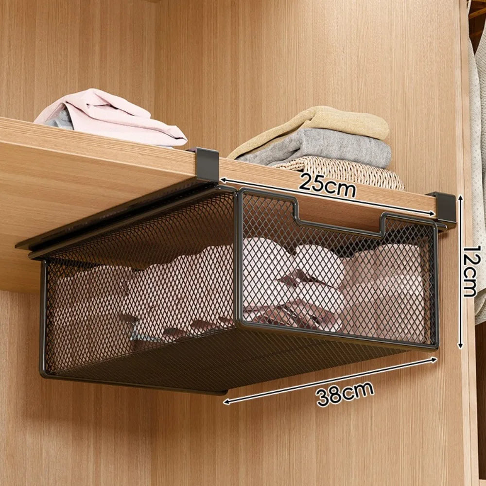 Large Capacity Underwear Storage Basket Pure Color Under Shelf Hanging Organizer - Cabinet Organizer - view 7
