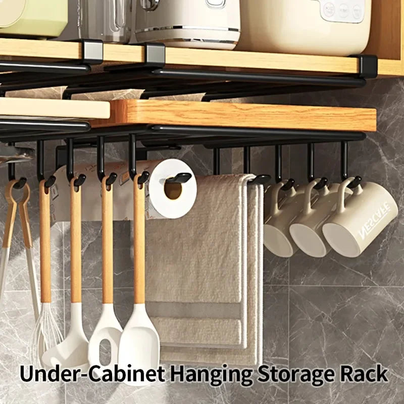 Installation-free Kitchen Cabinet Under Shelf No-Punch Large Capacity Storage Board - Cabinet Organizer - view 3