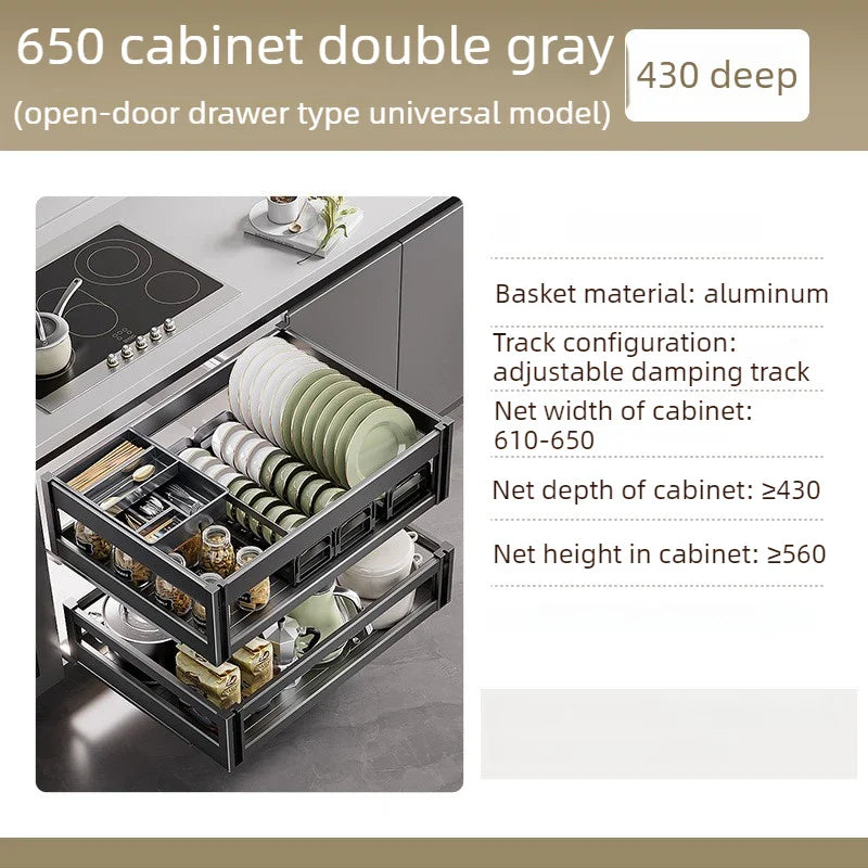 Pull Out Kitchen Cabinets Sliding Baskets Aluminum Large Organizer Rack for Closet - Cabinet Organizer - view 8