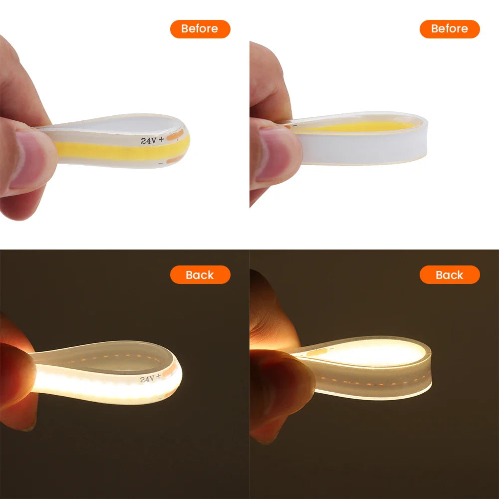 1-20M IP68 Waterproof COB LED Strip 12V 24V 320LEDs/M RA90 Flexible Light Bar Kitchen - LED Strip Light - view 6