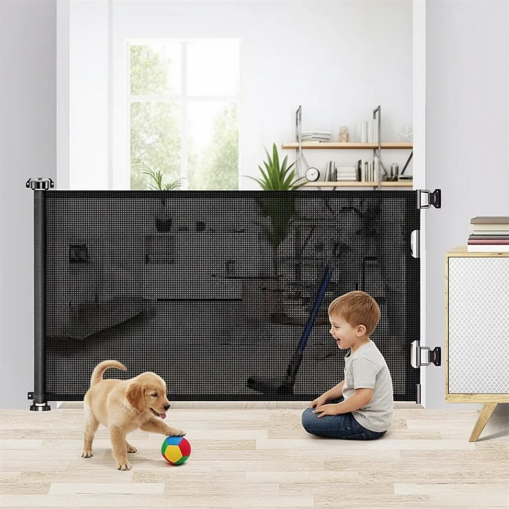 Retractable Baby Gate, 34in Extra Tall Baby Safety Gate, 71" Wide Baby Gate Dog - Safety Gate