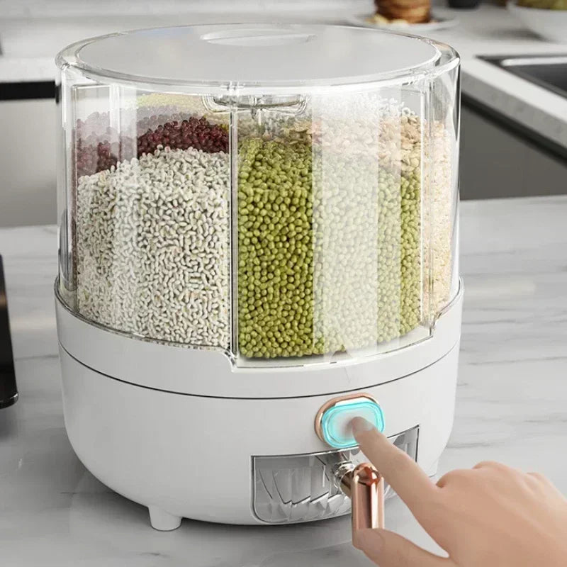 Bucket Household Rotating Sealed Insect-proof And Moisture-proof Grain Box Kitchen Six - Home Improvement