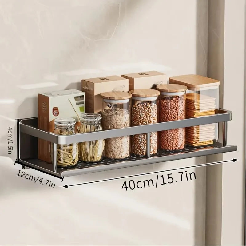 Aluminum Wall-Mounted Shelf Multifunctional Kitchen Spice Storage Rack Kitchen No - Storage Shelf - view 8