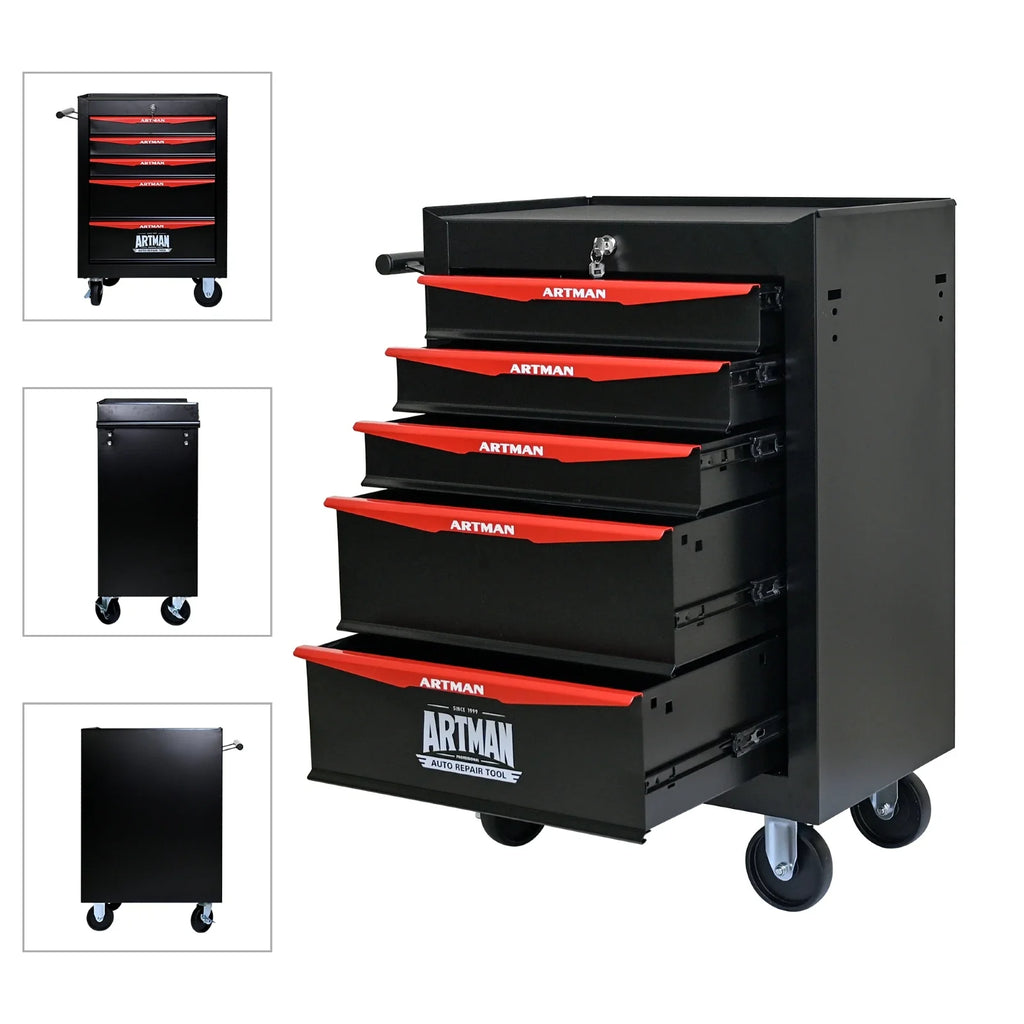 Rolling Metal Tool Chest with 5 Drawers, 20" 5-Drawer Tool Chest Cabinet with Ball - Cabinet Organizer - view 5