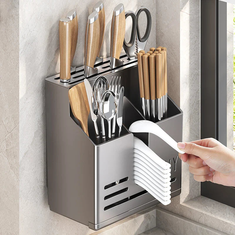 kitchen knife holder, rack, wall hanging cutter, chopstick cage, chopstick tube - Storage Shelf