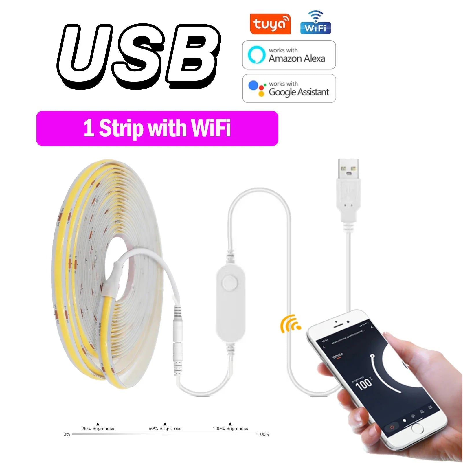 Tuya WiFi COB LED Strip Tuya Smart Life APP Control Dimmable LED Strip Light - LED Strip Light - view 7