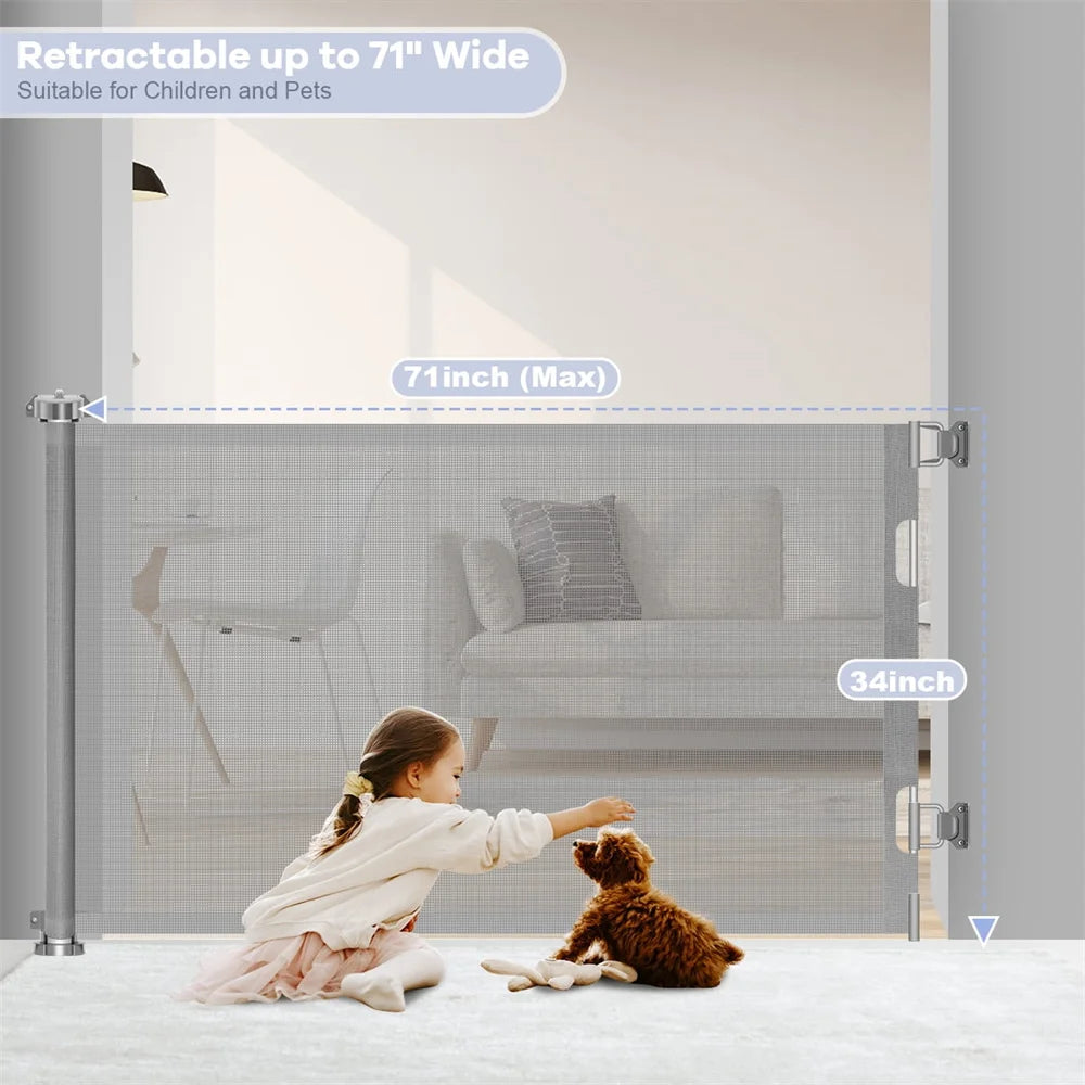 Retractable Baby Gate, 34in Extra Tall Baby Safety Gate, 71" Wide Baby Gate Dog - Safety Gate - view 3