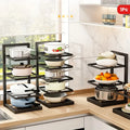 1pc Height Adjustable 3/4 Layer Pot Rack Storage Rack Stainless Steel Under Sink Household - Storage Shelf