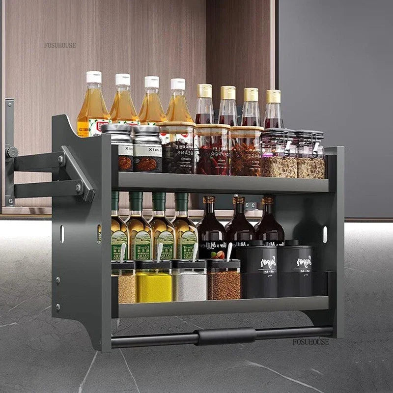Smart kitchen cabinet countertop electric up and down lifting seasoning pull-out - Cabinet Organizer - view 6