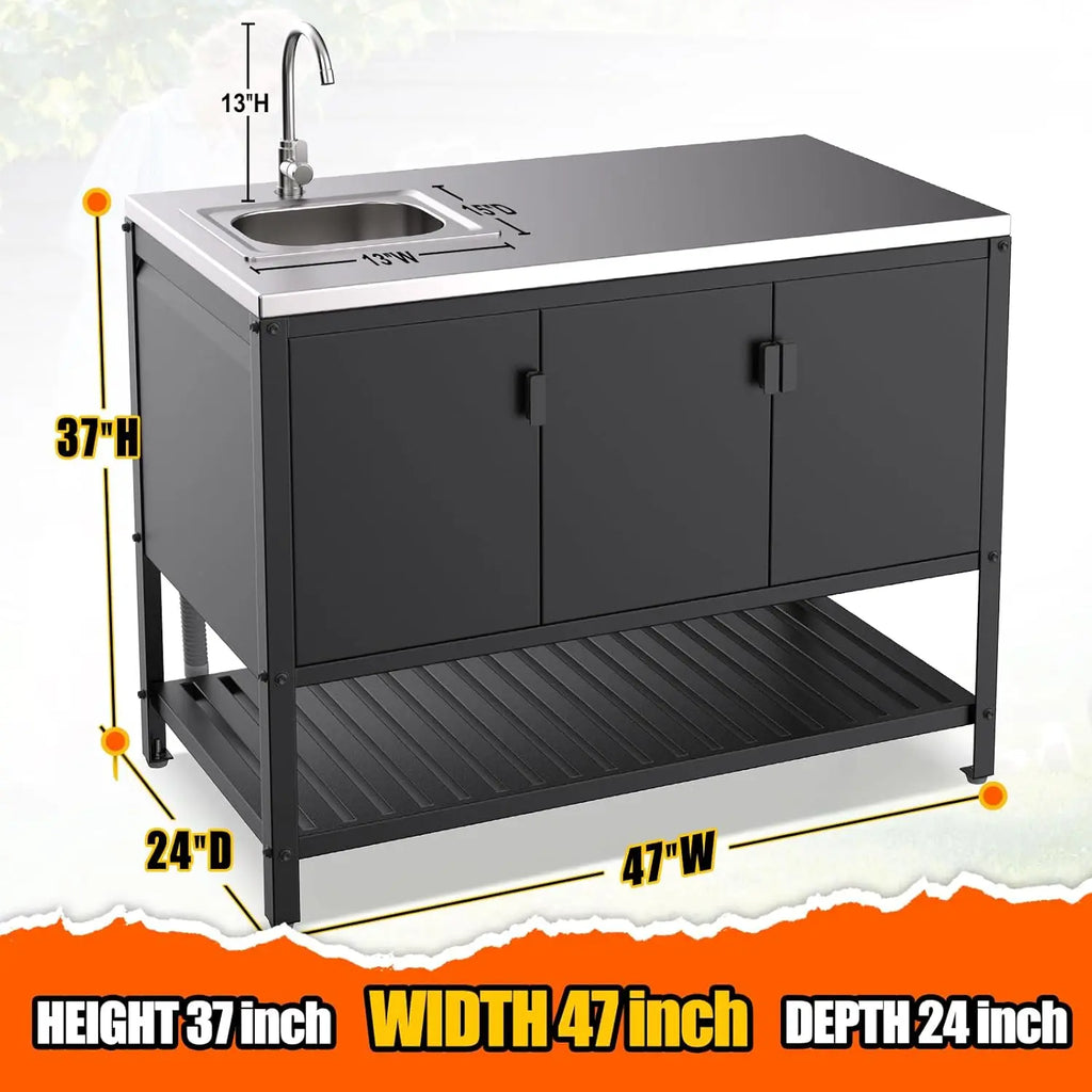 Stainless Steel Outdoor Sink with Cabinet, Large Capacity Stainless Steel Countertop - Cabinet Organizer - view 2
