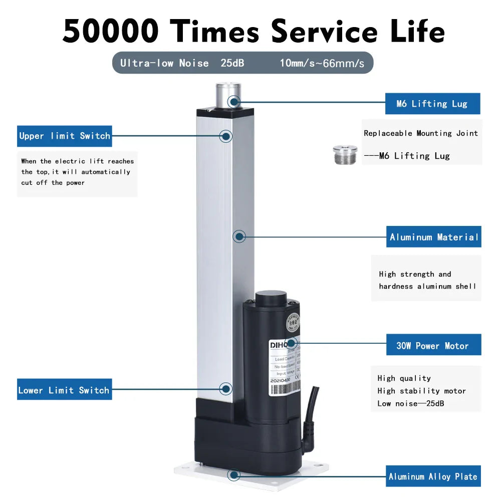 DHLA1300-A2 DC12V linear actuator 100MM~1000MM stroke 15kg/30kg/40kg/80kg load - Home Improvement - view 6