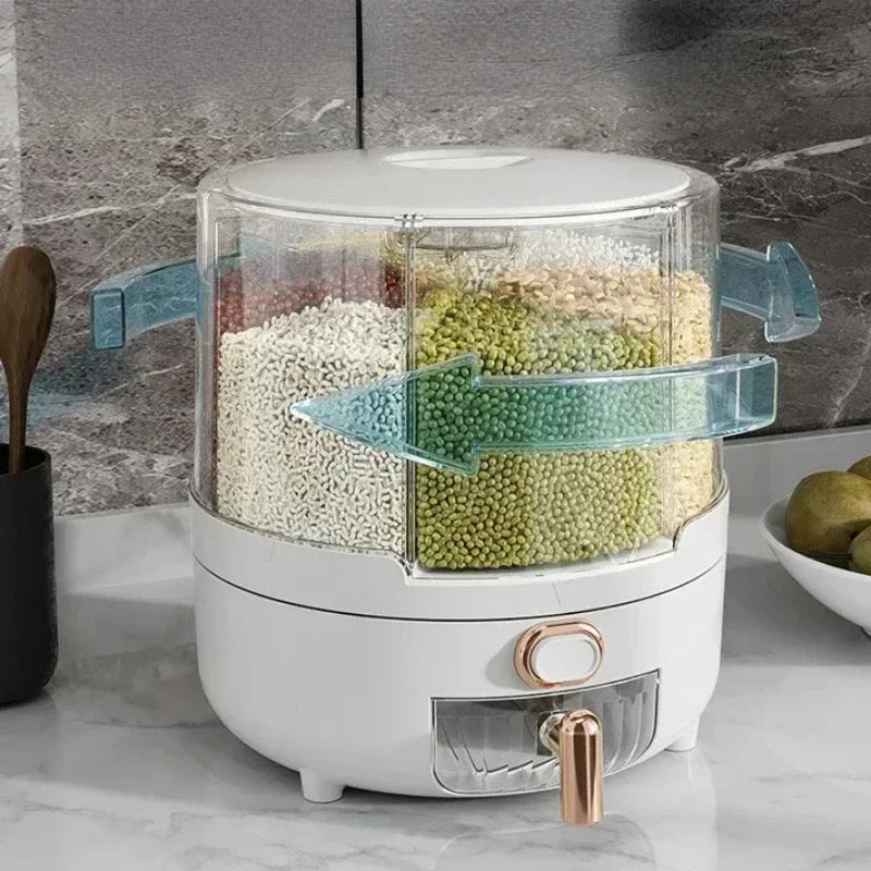 Bucket Household Rotating Sealed Insect-proof And Moisture-proof Grain Box Kitchen Six - Home Improvement - view 2
