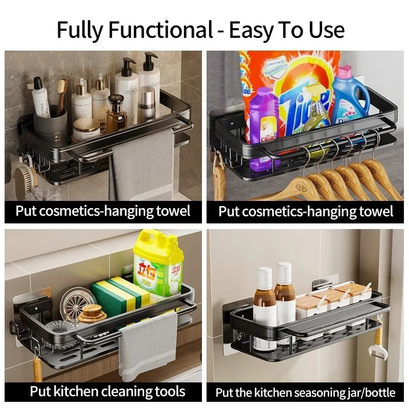 No Drill Adhesive Type Kitchen Organizer Kitchen Shelf Cleaning Cloth Storage Draining - Cabinet Organizer - view 4