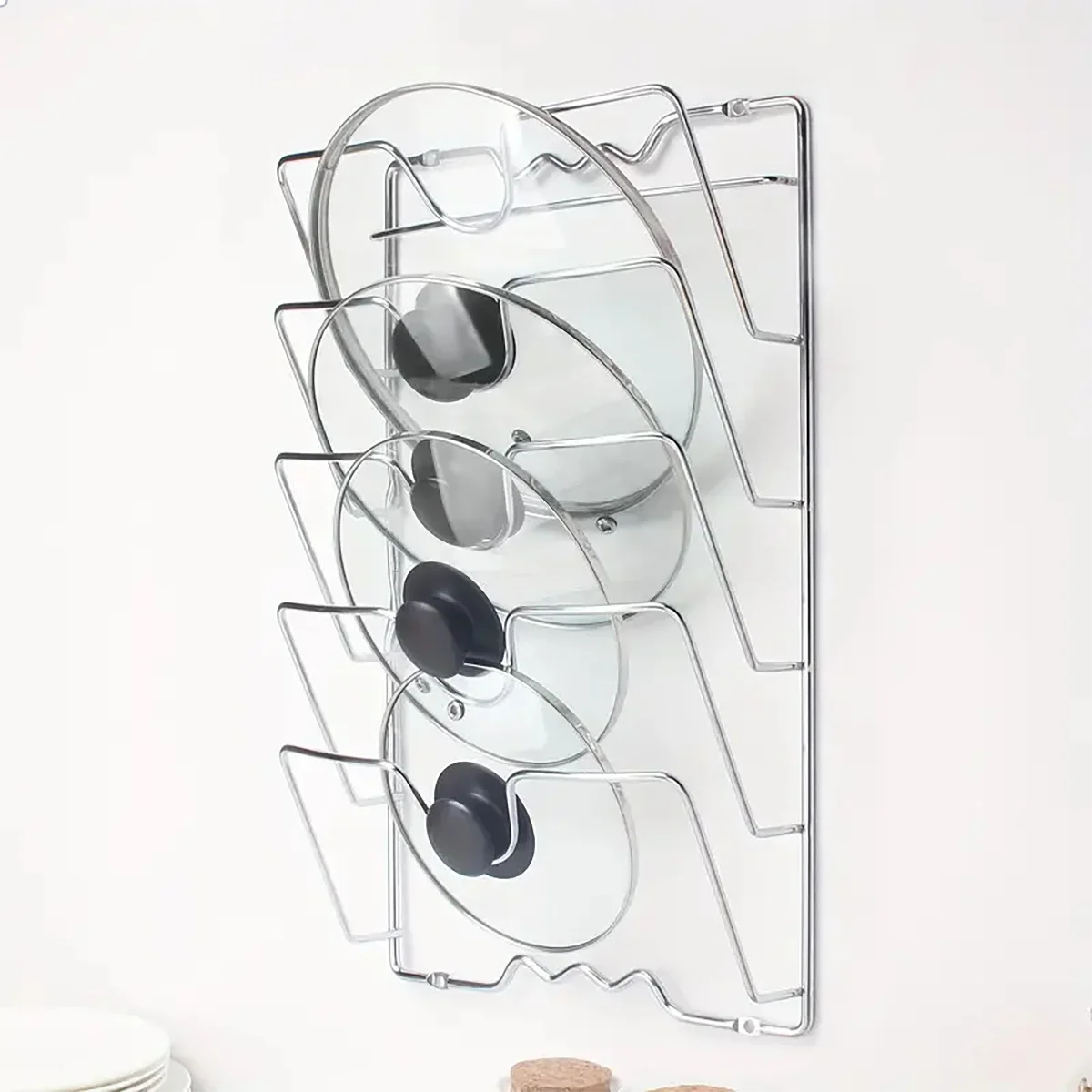 Space-saving pot lid organizer Non-slip design Safe storage of kitchen supplies - Cabinet Organizer