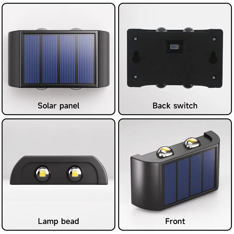 Solar Wall Lamp Outdoor 4/10/16LEDs Warm Light Waterproof Up And Down Luminous - Solar Light - view 5