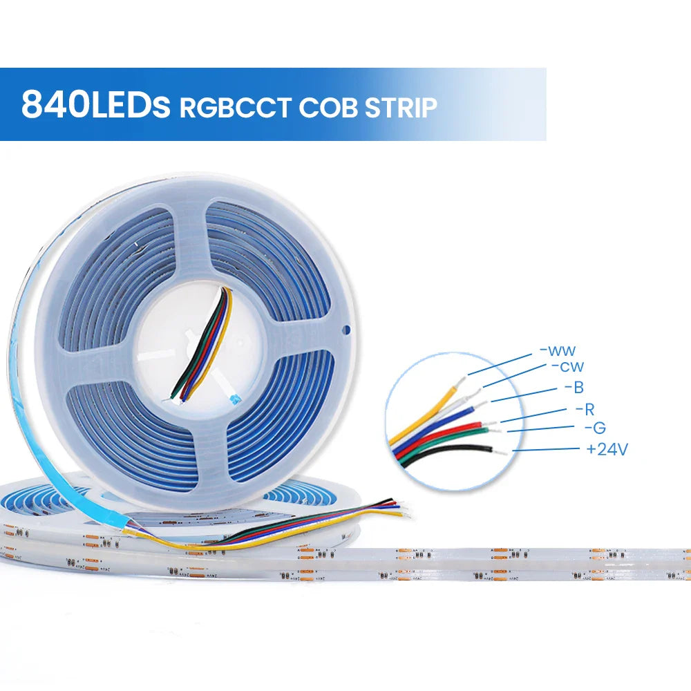 RGBCCT COB LED Strip Light 6pin 1m 2m 3m 4m 5m 24V Flexible High - LED Strip Light - view 3