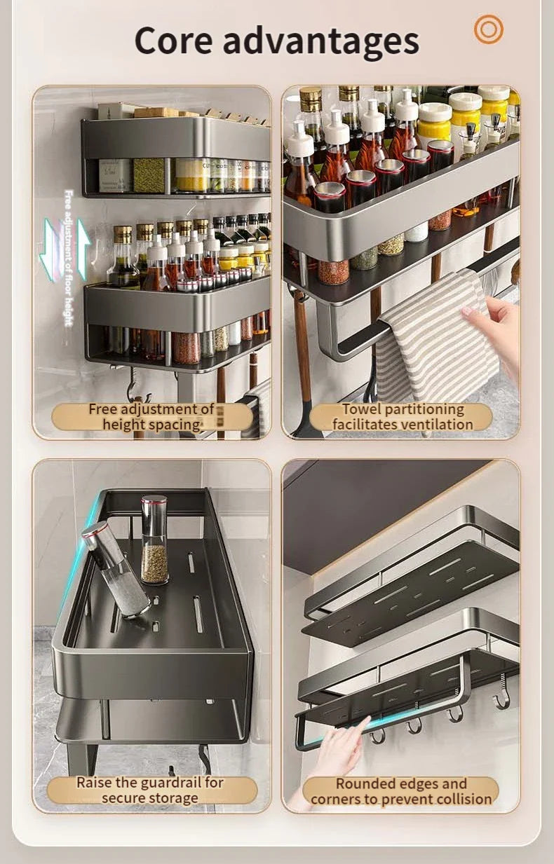 Aluminum kitchen rack kitchen shelf toilet storage no drill hanging rack bathroom - Storage Shelf - view 4