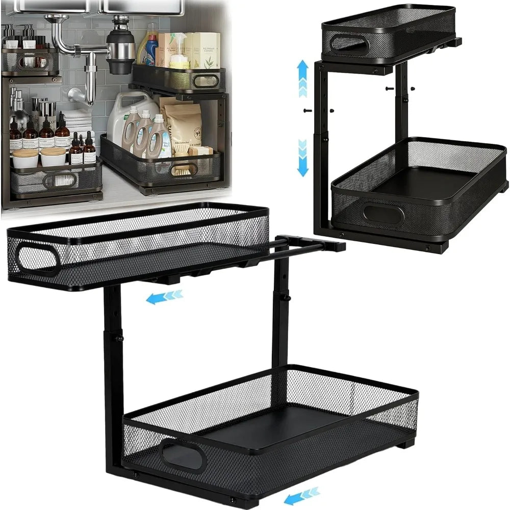 a double-layer storage rack The arc-shaped pull-out basket in the corner of the cabinet - Cabinet Organizer - view 8