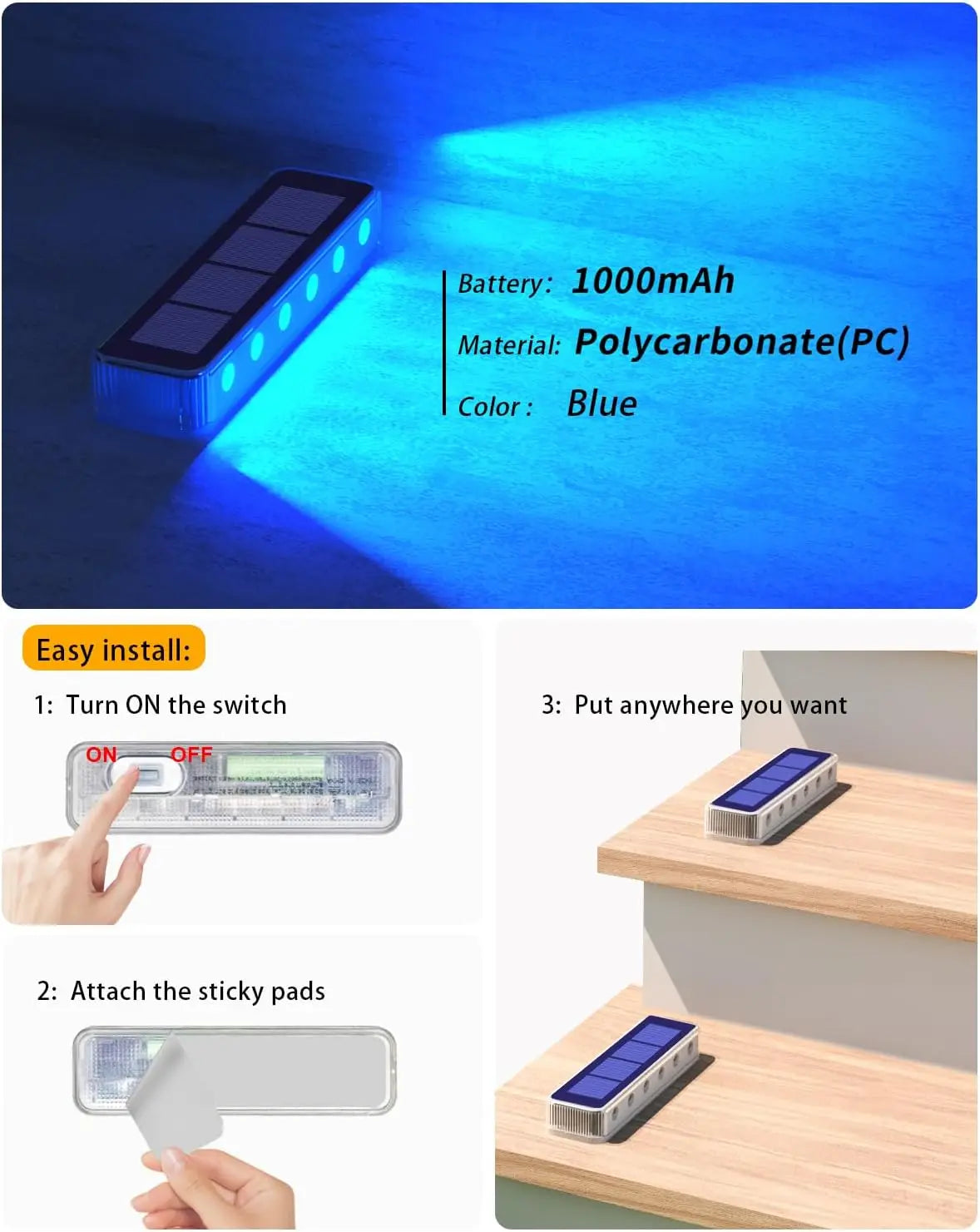 Outdoor Solar Deck Lights LED Waterproof IP68 Step Sidewalk Stair Garden Auto On/Off Solar - Solar Light - view 2