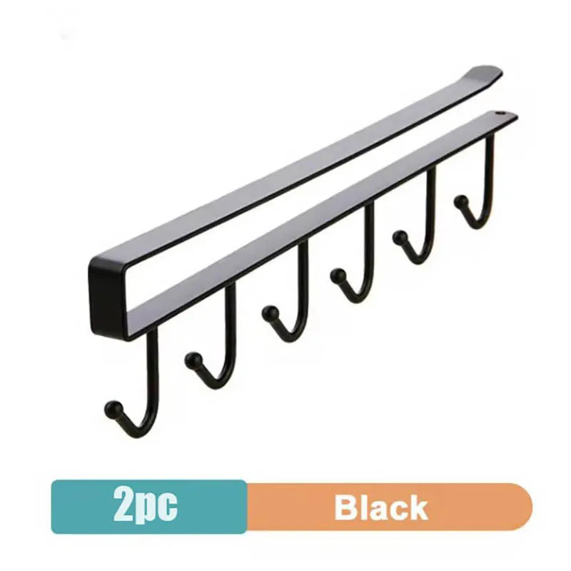 2pcs Multi-Purpose Kitchen Organizer with 6 Hooks and Cup Holder Kitchen Cabinet - Cabinet Organizer - view 8