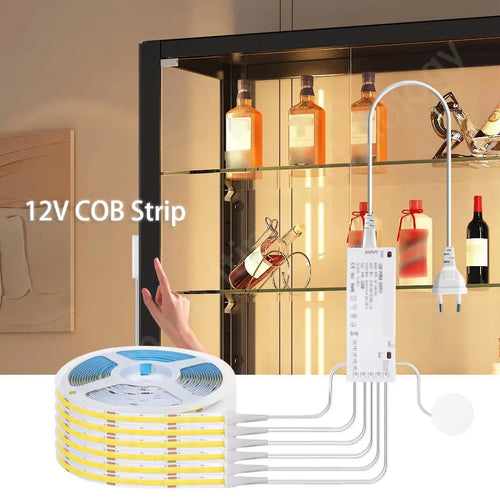 12V COB LED Strip Light 320LEDs/m Dimmable with Penetrable Wood Touch & Motion Sensor - LED Strip Light