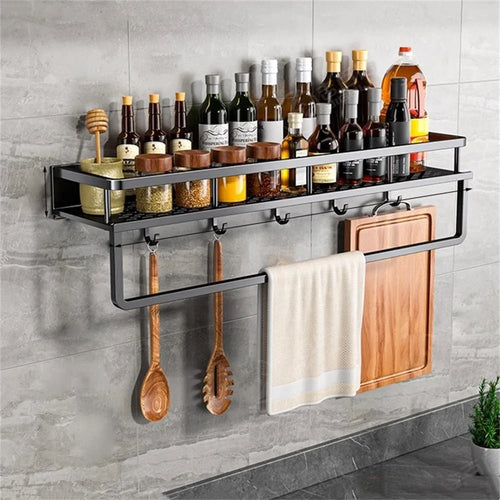 1 Multi-Functional Storage Rack With Rod Seasoning Rack Wall-Mounted Seasoning Storage - Storage Shelf