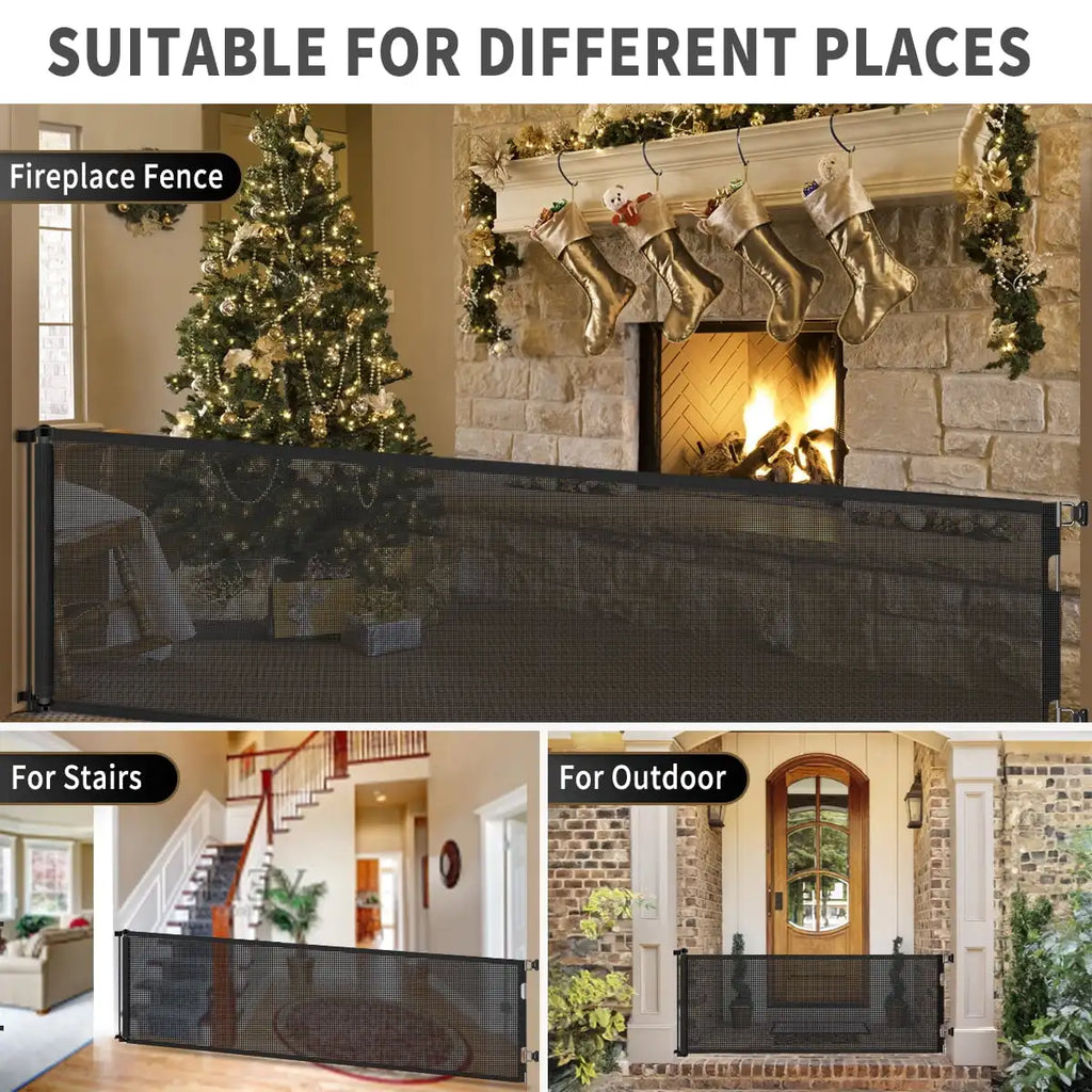 120inx34in Retractable Baby Gate Tall Mesh Baby Gate Extends up to Wide Retractable Gate - Safety Gate - view 6